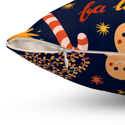 Candy Cane, Gingerbread & Lights Holiday Pillow.