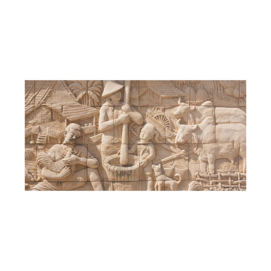 Satin Canvas Wall Art, Rustic Farm Scene, Vintage Home Decor, Unique Art Piece, Wall Hanging for Living Room, Nature Lovers Gift