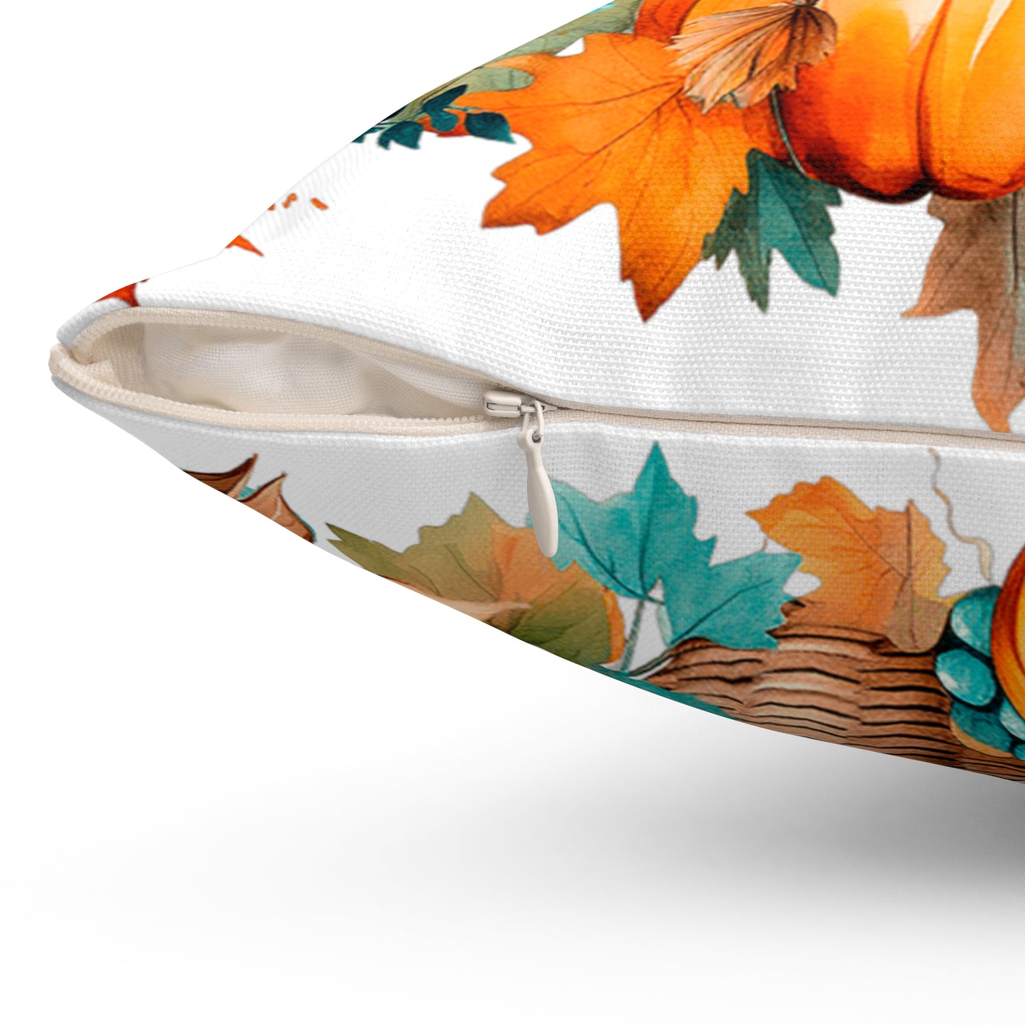 Autumn Teal & Orange Pumpkin Harvest Decorative Throw Pillow