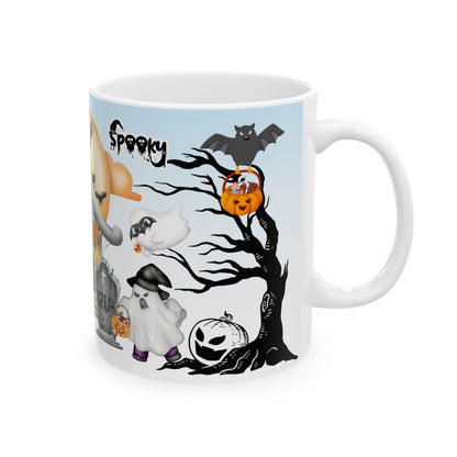 แก้วเซรามิกฮาโลวีน - แก้วกาแฟลายผี แก้วฟักทอง ของตกแต่งแม่มด ของขวัญวันฮัลโลวีน แก้วน้ำลายเทศกาล 11 ออนซ์ 15 ออนซ์