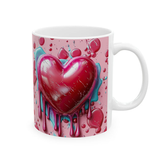 Pink Drip Bubble Heart Gift Mug