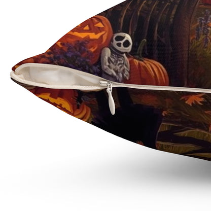 Halloween Square Pillow, Cozy Home Decor, Spooky Holiday Accent, Decorative Cushion, Autumn Vibes, Gift for Halloween Lovers