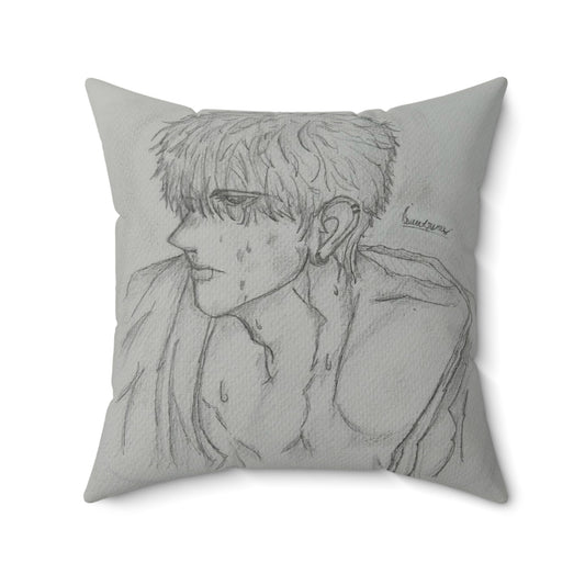 Anime Sketch (Hand-Drawn) Throw Pillow