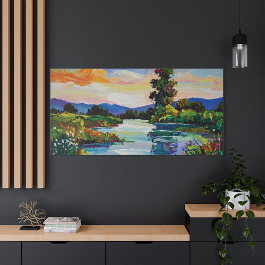 Satin Canvas Wall Art, Rustic Farm Scene, Vintage Home Decor, Unique Art Piece, Wall Hanging for Living Room, Nature Lovers Gift