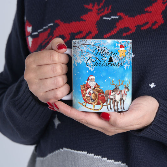 Snow Santa Sleigh Holiday Gift Mug