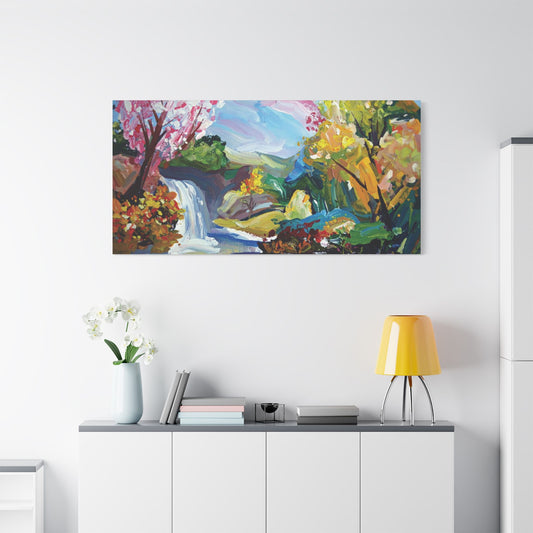 Satin Canvas Wall Art, Rustic Farm Scene, Vintage Home Decor, Unique Art Piece, Wall Hanging for Living Room, Nature Lovers Gift