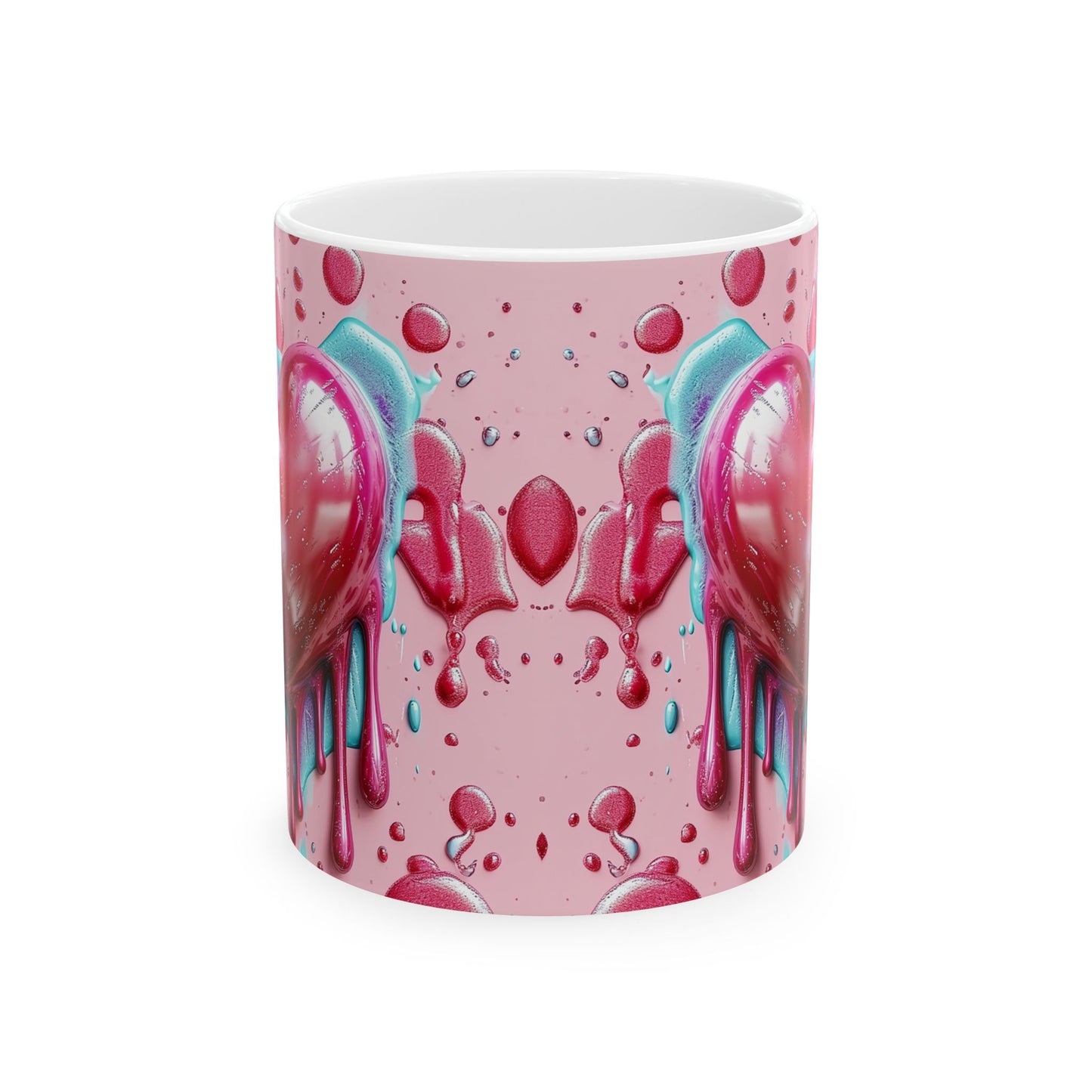 Pink Drip Bubble Heart Gift Mug
