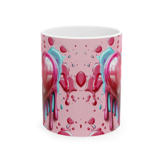 Pink Drip Bubble Heart Gift Mug