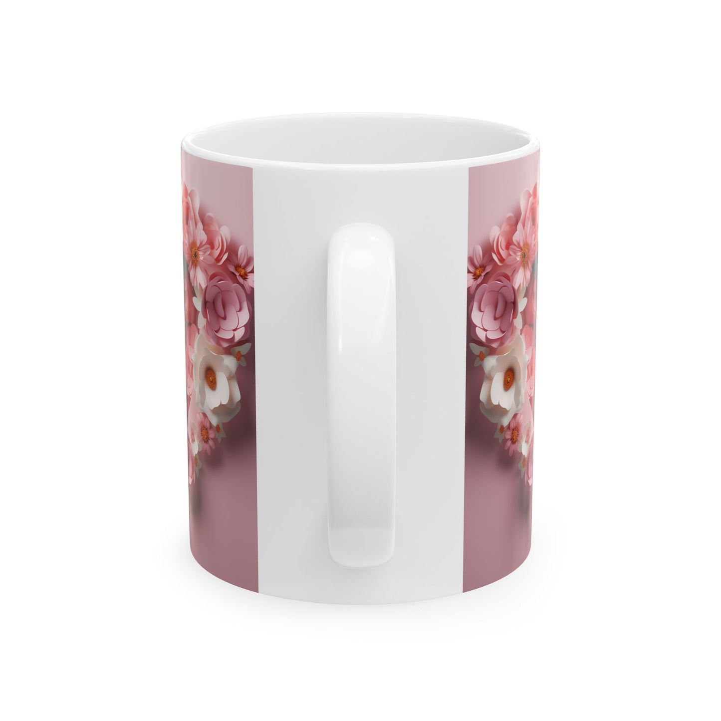 Pink Floral Heart Teddy Bear Gift Mug