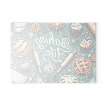 ‘Baking Life’ Kitchen Glass Cutting Board.