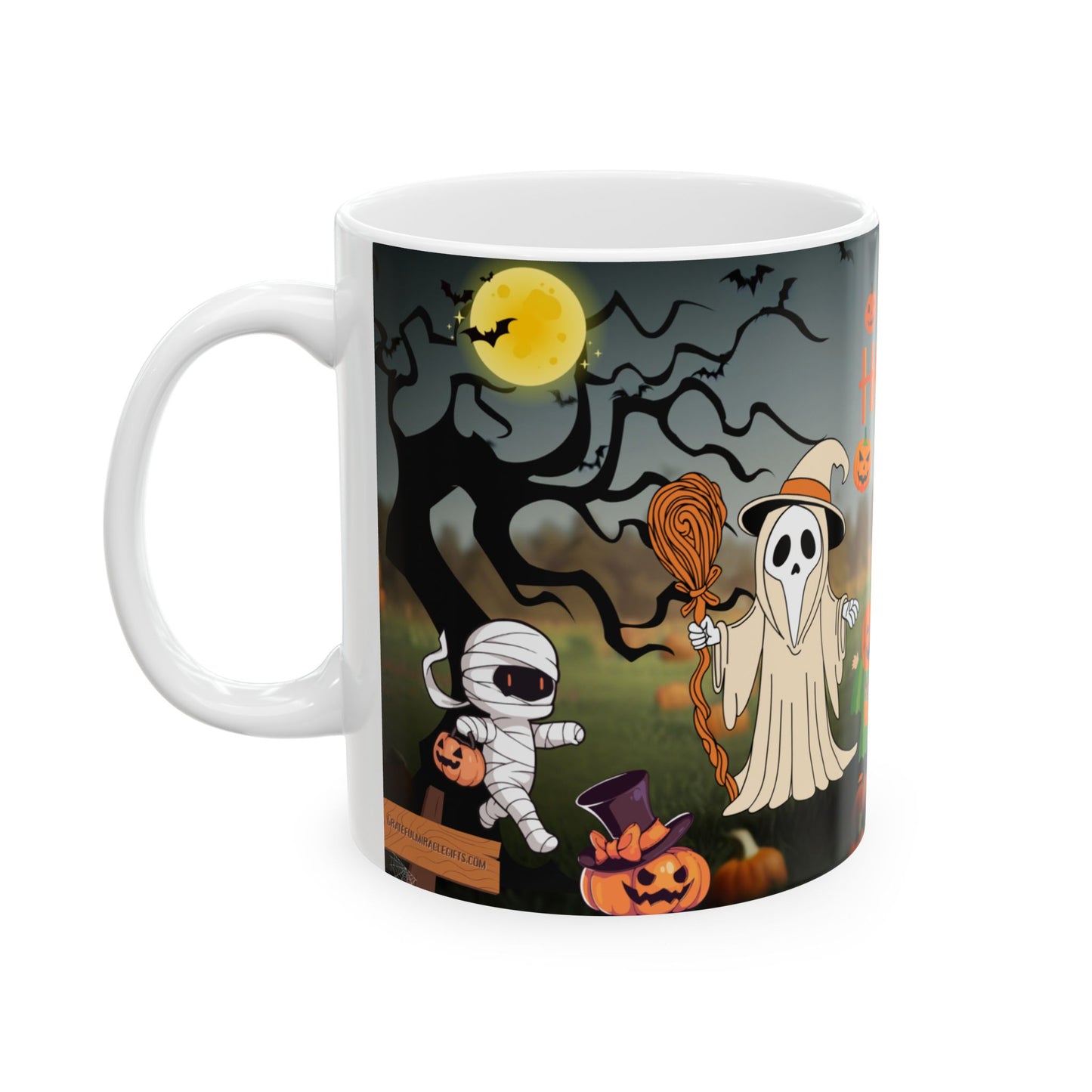 แก้วเซรามิกฮาโลวีน แก้วฮาโลวีนสุดสนุก แก้วกาแฟลายฟักทอง 11 ออนซ์ 15 ออนซ์ แก้วผี ของขวัญฮาโลวีนสำหรับเด็ก