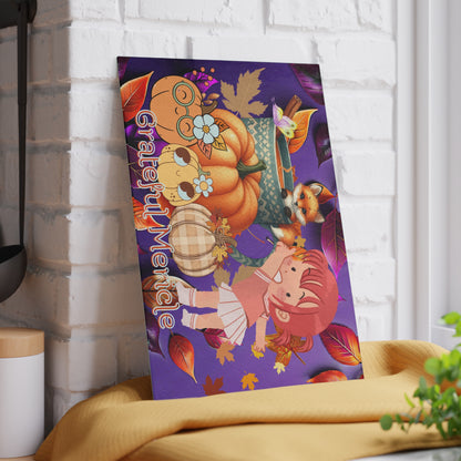Little Helper Grateful Miracle Autumn and Kids Decor Kitchen Glass Cutting Board.