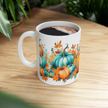Autumn Pumpkin Teal & Orange Gift Mug