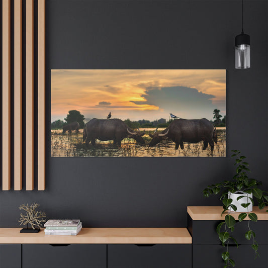 Satin Canvas Wall Art, Rustic Farm Scene, Vintage Home Decor, Unique Art Piece, Wall Hanging for Living Room, Nature Lovers Gift