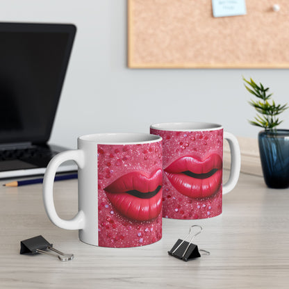 Pink Sparkle Lip Valentine Gift Mug