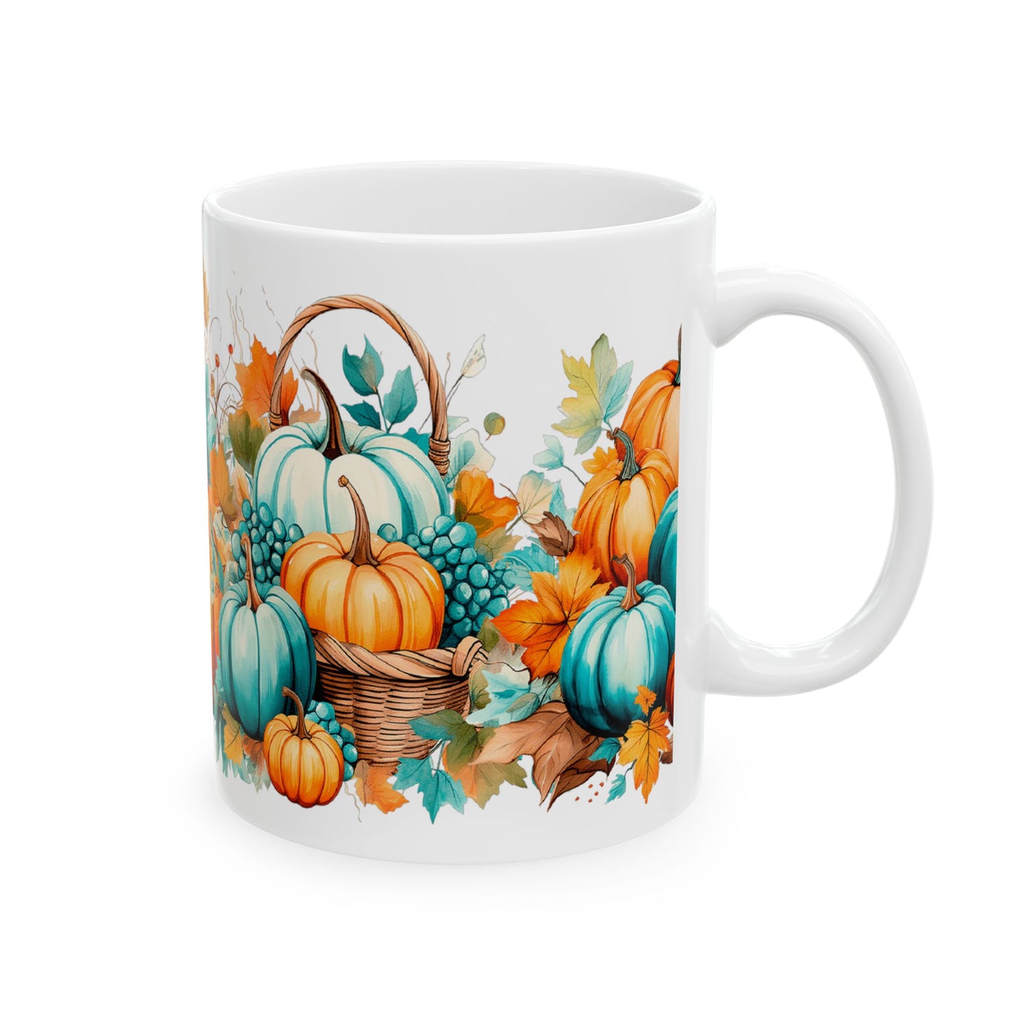 Autumn Pumpkin Teal & Orange Gift Mug