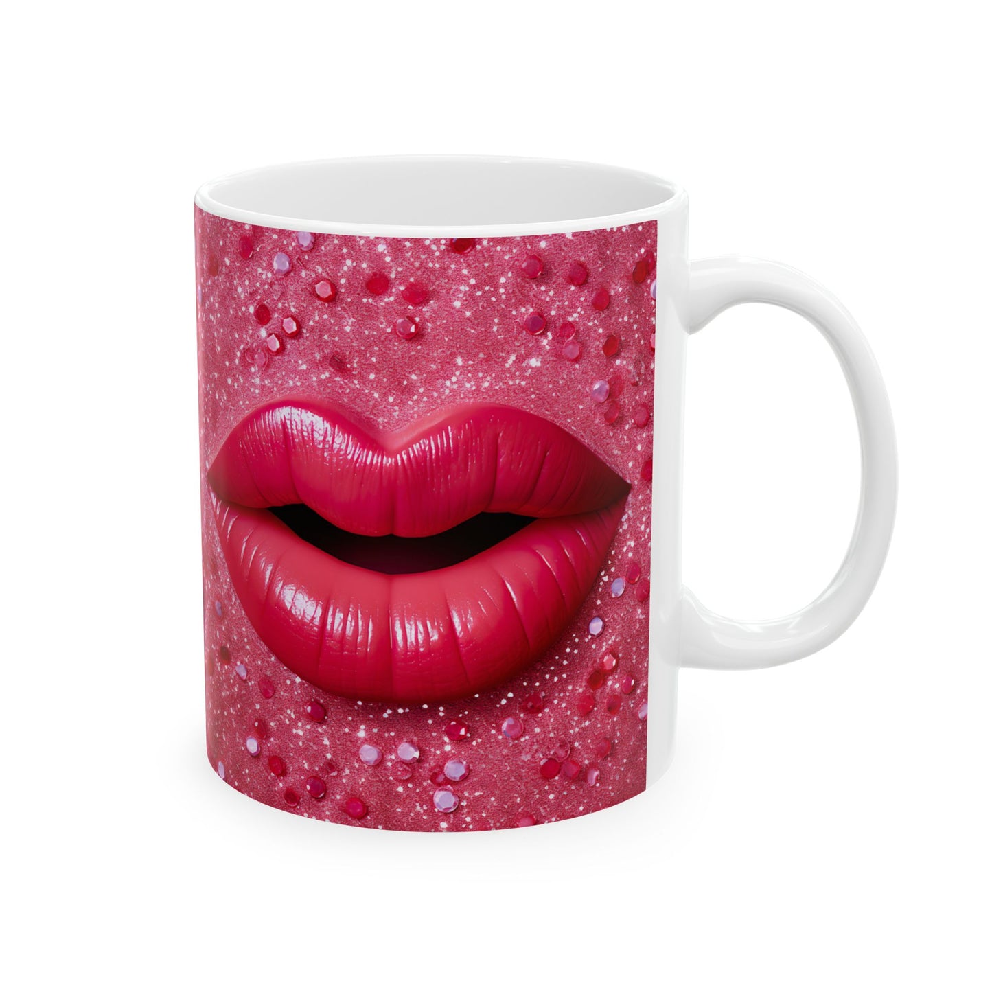 Pink Sparkle Lip Valentine Gift Mug