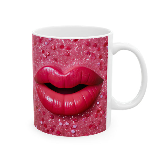 Pink Sparkle Lip Valentine Gift Mug