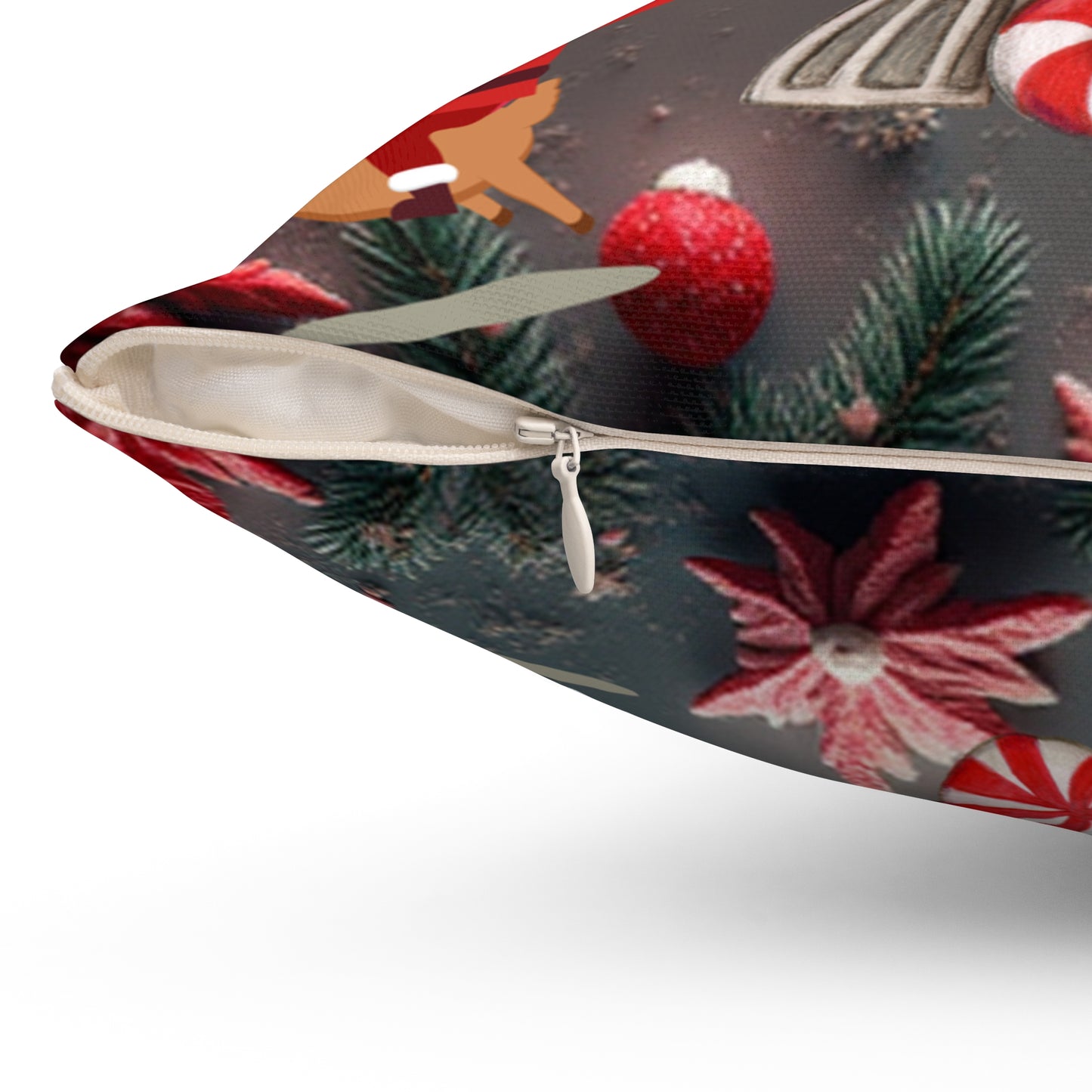 Santa, Reindeer & Candy Cane Christmas Train Pillow