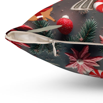 Santa, Reindeer & Candy Cane Christmas Train Pillow