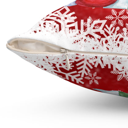 Gift-Holding Santa Merry Christmas Throw Pillow