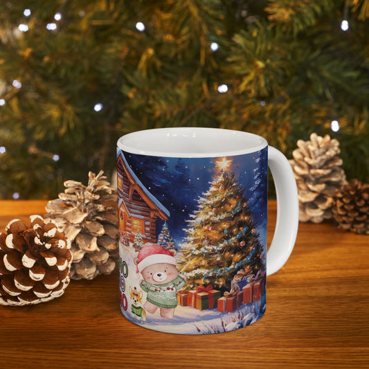 Christmas Cabin 'Ho Ho Ho' Winter Scene Gift Mug