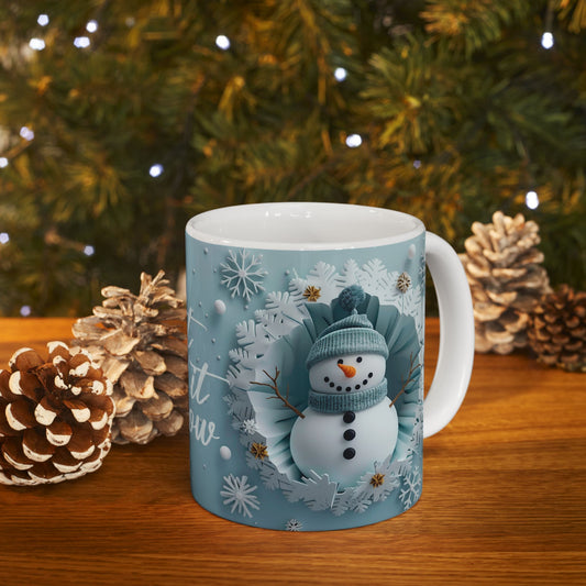 Let It Snow Winter Snowflake Holiday Gift Mug