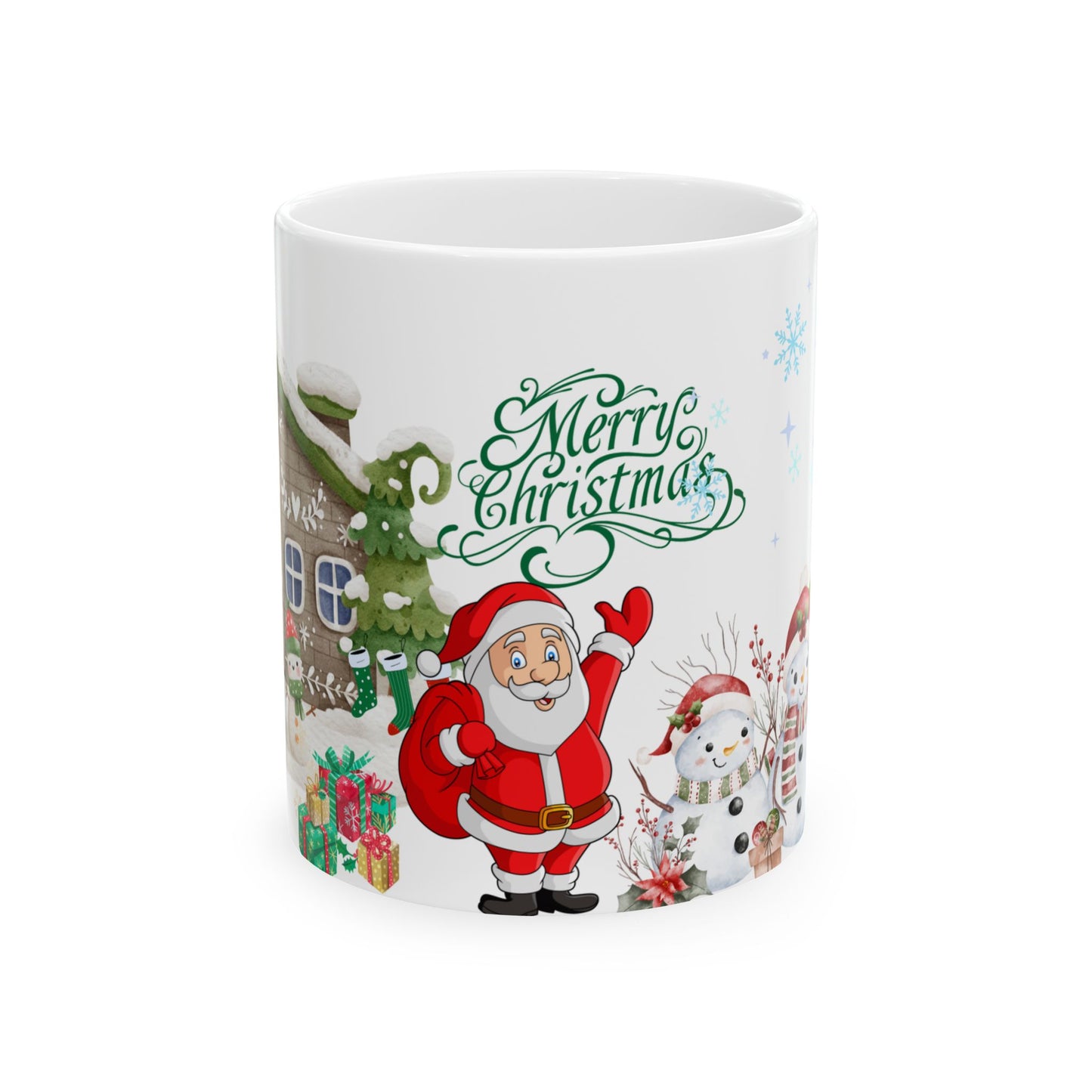 Merry Christmas Santa & Snowman Gift Mug