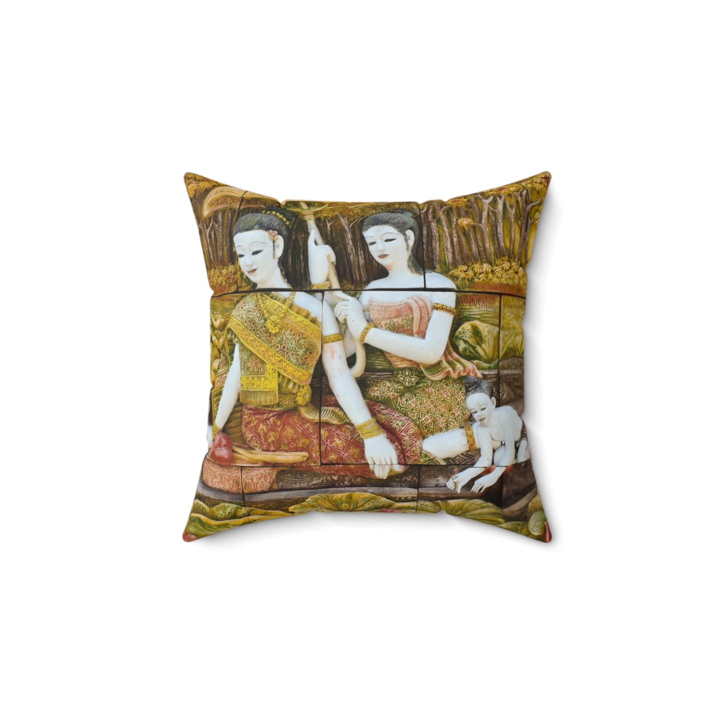 Traditional Thai Mural Art Decorative Pillow