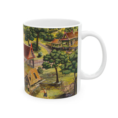 Vintage Thai Village Scene Gift Mug