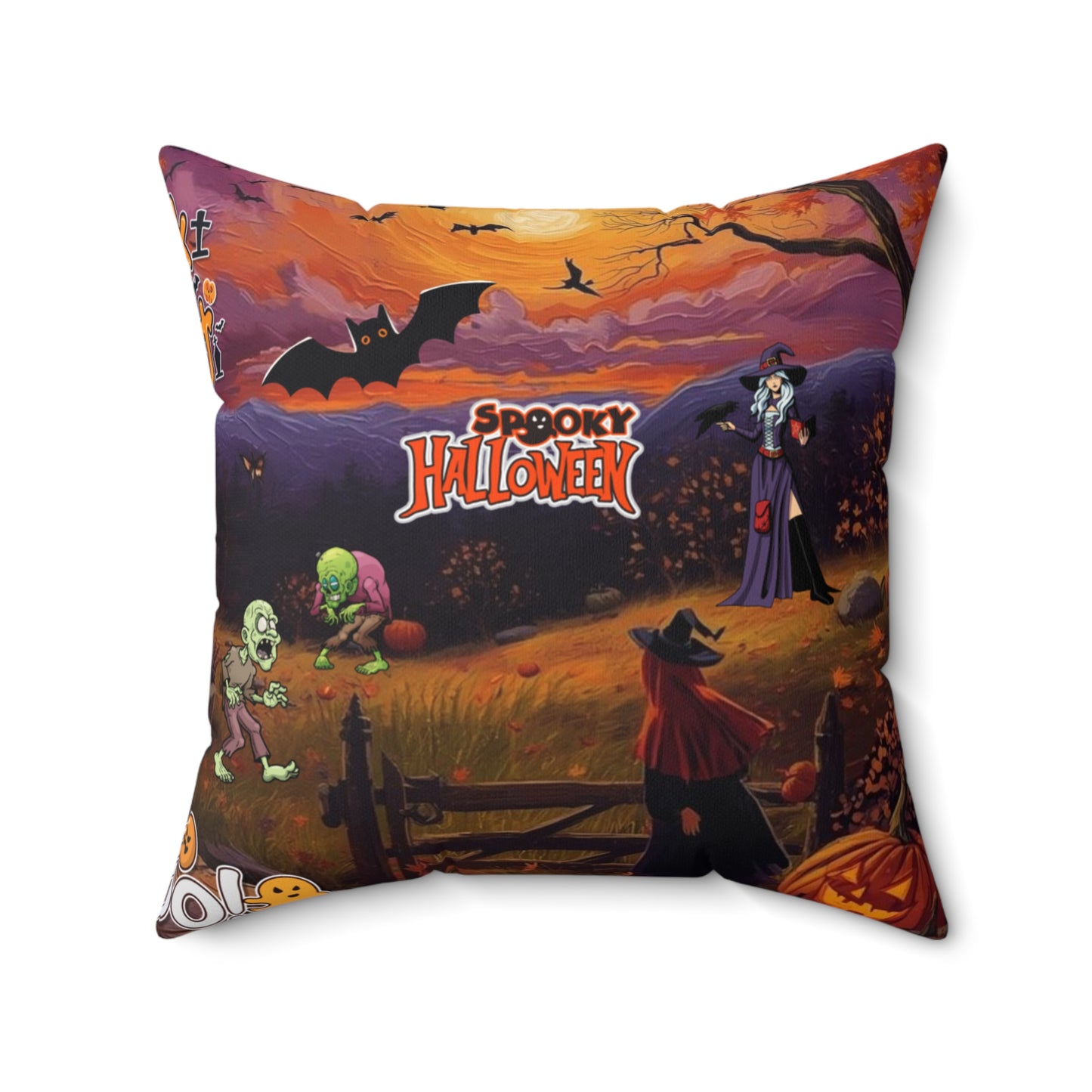 Halloween Square Pillow, Cozy Home Decor, Spooky Holiday Accent, Decorative Cushion, Autumn Vibes, Gift for Halloween Lovers