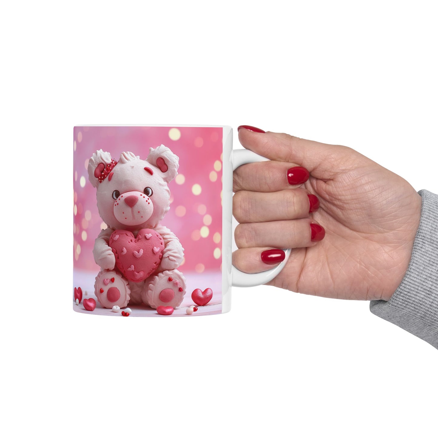 Valentine Pink Heart Teddy Bear Gift Mug