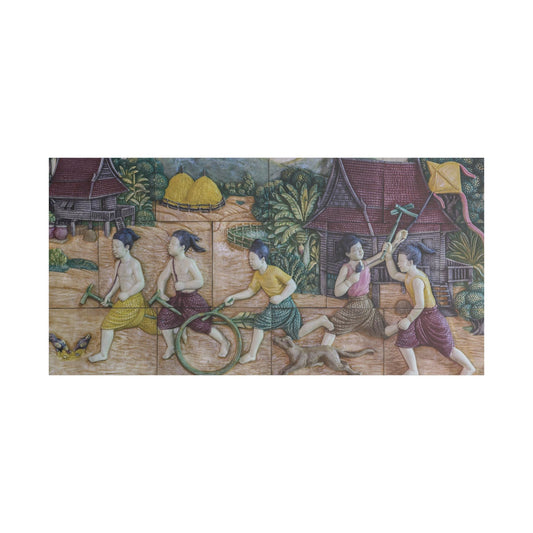 Satin Canvas Wall Art, Rustic Farm Scene, Vintage Home Decor, Unique Art Piece, Wall Hanging for Living Room, Nature Lovers Gift