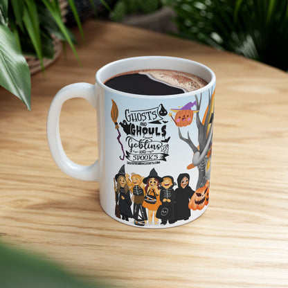 แก้วเซรามิกฮาโลวีน - แก้วกาแฟลายผี แก้วฟักทอง ของตกแต่งแม่มด ของขวัญวันฮัลโลวีน แก้วน้ำลายเทศกาล 11 ออนซ์ 15 ออนซ์