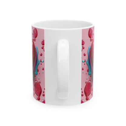 Pink Drip Bubble Heart Gift Mug