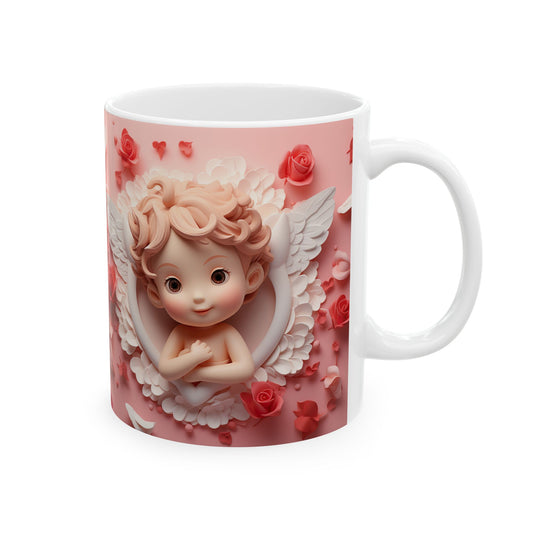 Cupid Angel Valentine’s Day Rose Pattern Gift Mug