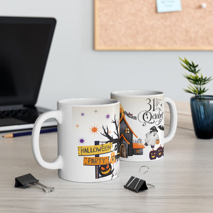 แก้วเซรามิกฮาโลวีน แก้วกาแฟชาสุดหลอน ลายผีฟักทอง ของตกแต่งบ้านฤดูใบไม้ร่วง ของขวัญธีมฮาโลวีน