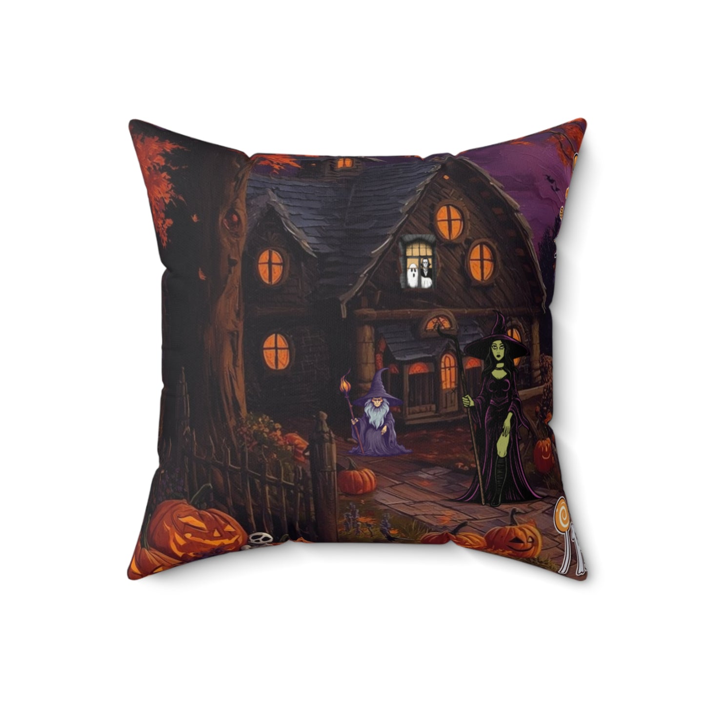 Halloween Square Pillow, Cozy Home Decor, Spooky Holiday Accent, Decorative Cushion, Autumn Vibes, Gift for Halloween Lovers