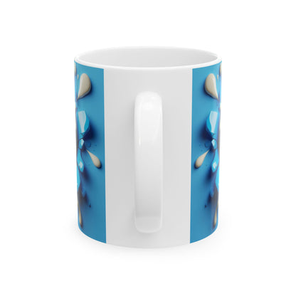 Blue Cute Gift Mug with Happy Cartoon Splash