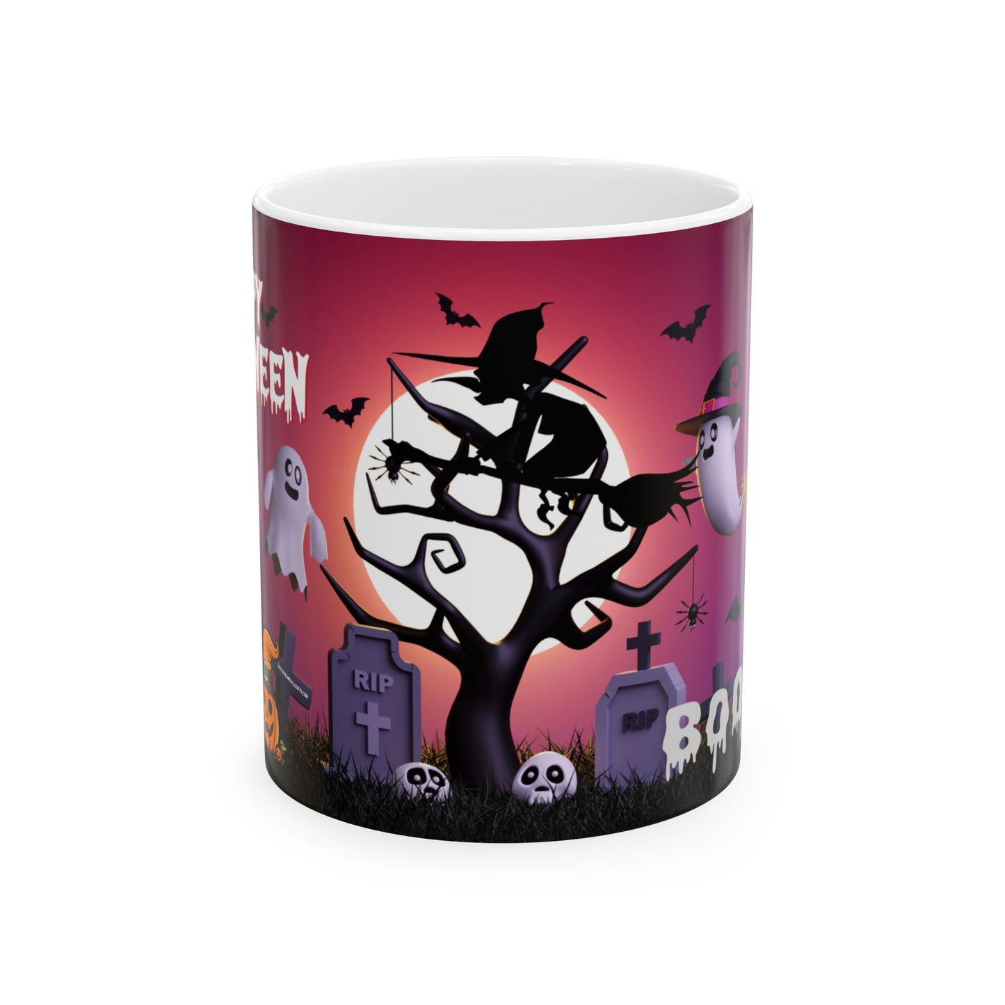 แก้วเซรามิกฮาโลวีนสุดหลอน แก้วกาแฟฮาโลวีน แก้วลายแม่มด ของขวัญวันฮัลโลวีน ลายผีและฟักทอง