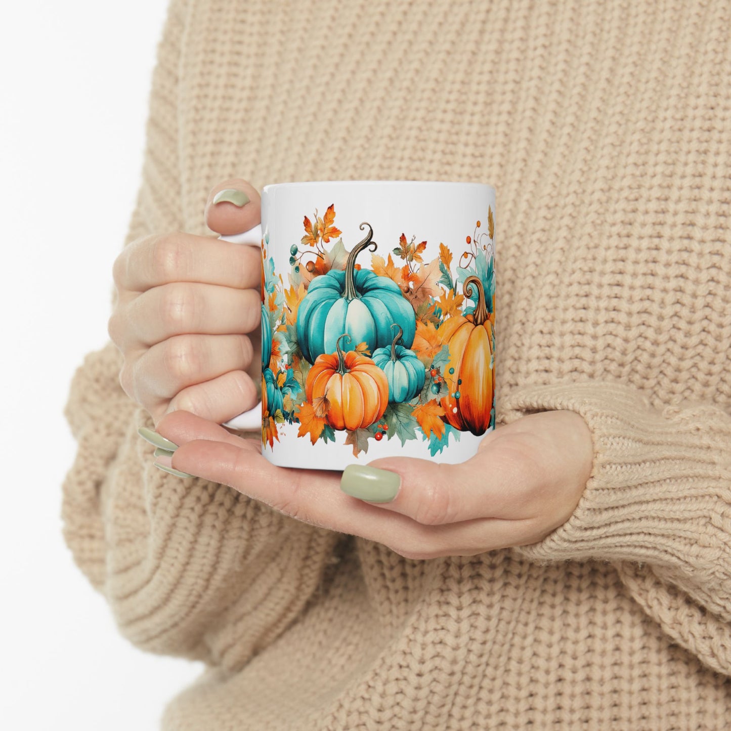 Autumn Pumpkin Teal & Orange Gift Mug