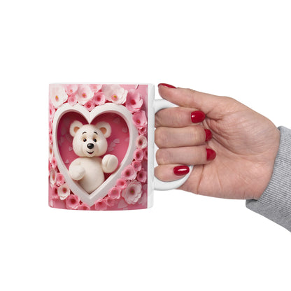 Pink Heart Romantic Flower Pattern Teddy Bear