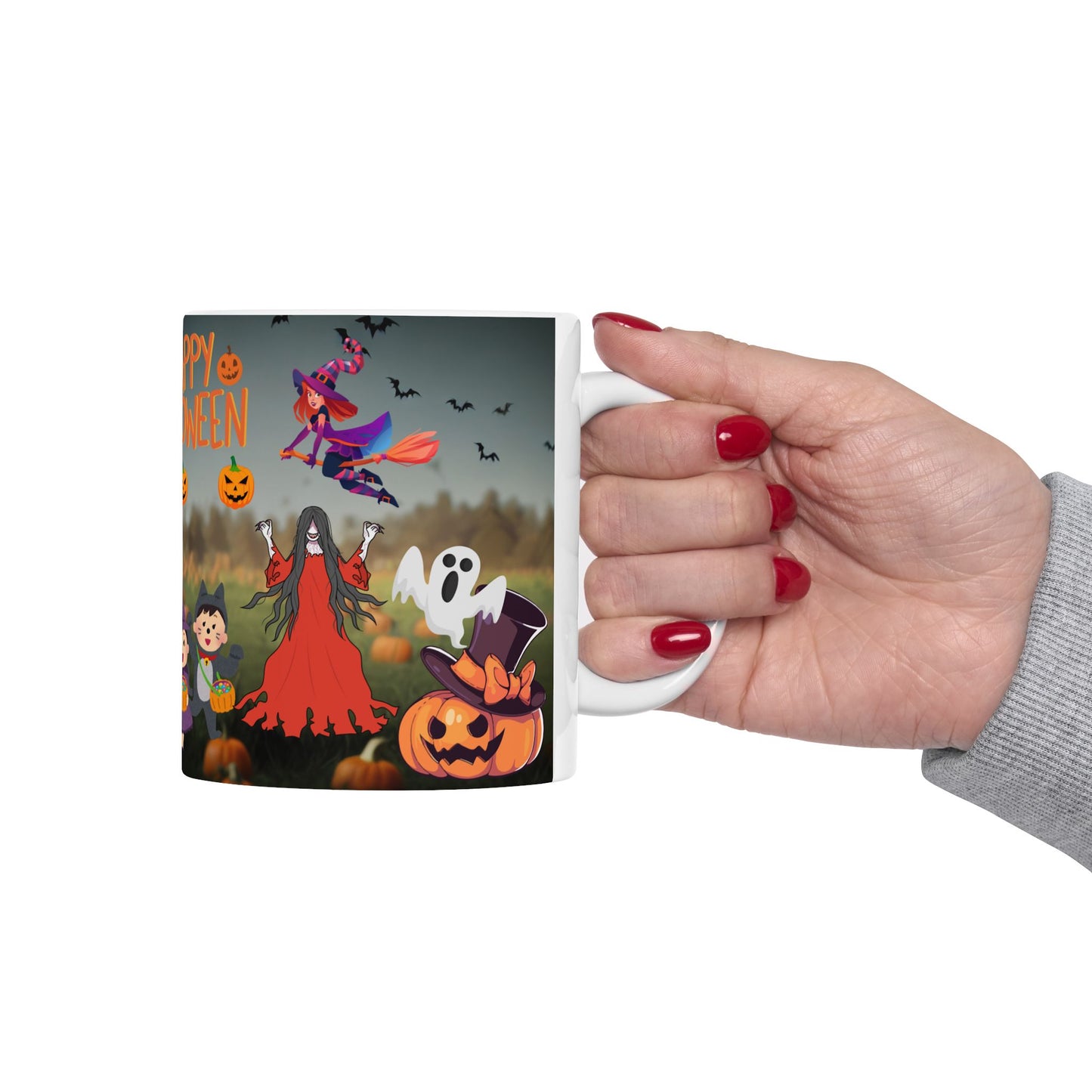 แก้วเซรามิกฮาโลวีน แก้วฮาโลวีนสุดสนุก แก้วกาแฟลายฟักทอง 11 ออนซ์ 15 ออนซ์ แก้วผี ของขวัญฮาโลวีนสำหรับเด็ก