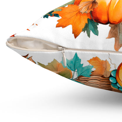 Autumn Teal & Orange Pumpkin Harvest Decorative Throw Pillow