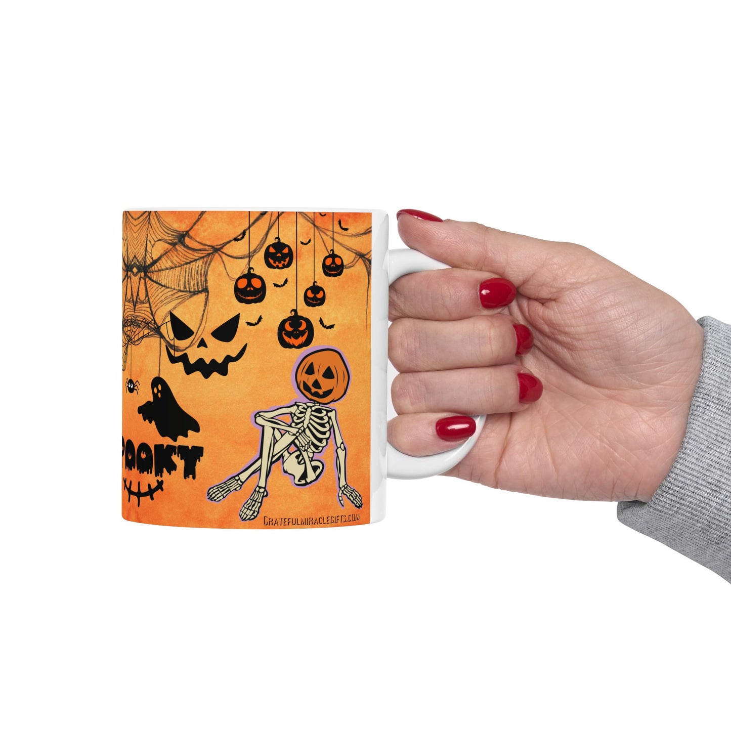 แก้วเซรามิกลายฮาโลวีนสุดหลอน ดีไซน์ผีและฟักทอง ขนาด 11 ออนซ์ ของขวัญสุดเพอร์เฟ็กต์สำหรับวันฮาโลวีน ของตกแต่งฤดูใบไม้ร่วง กลิ่นอายฤดูใบไม้ร่วง