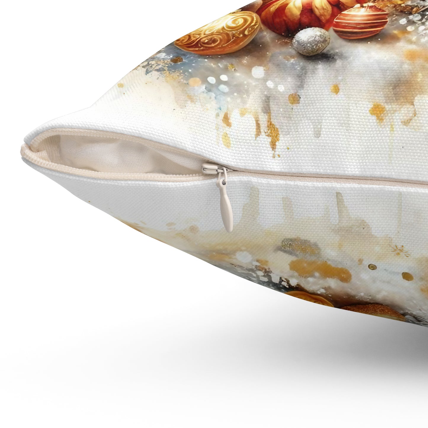 Christmas Village Winter and Ornaments Holiday Throw Pillow