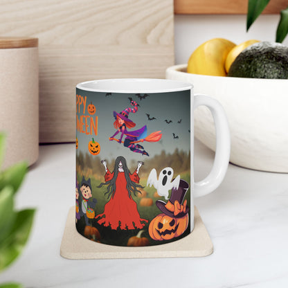 แก้วเซรามิกฮาโลวีน แก้วฮาโลวีนสุดสนุก แก้วกาแฟลายฟักทอง 11 ออนซ์ 15 ออนซ์ แก้วผี ของขวัญฮาโลวีนสำหรับเด็ก