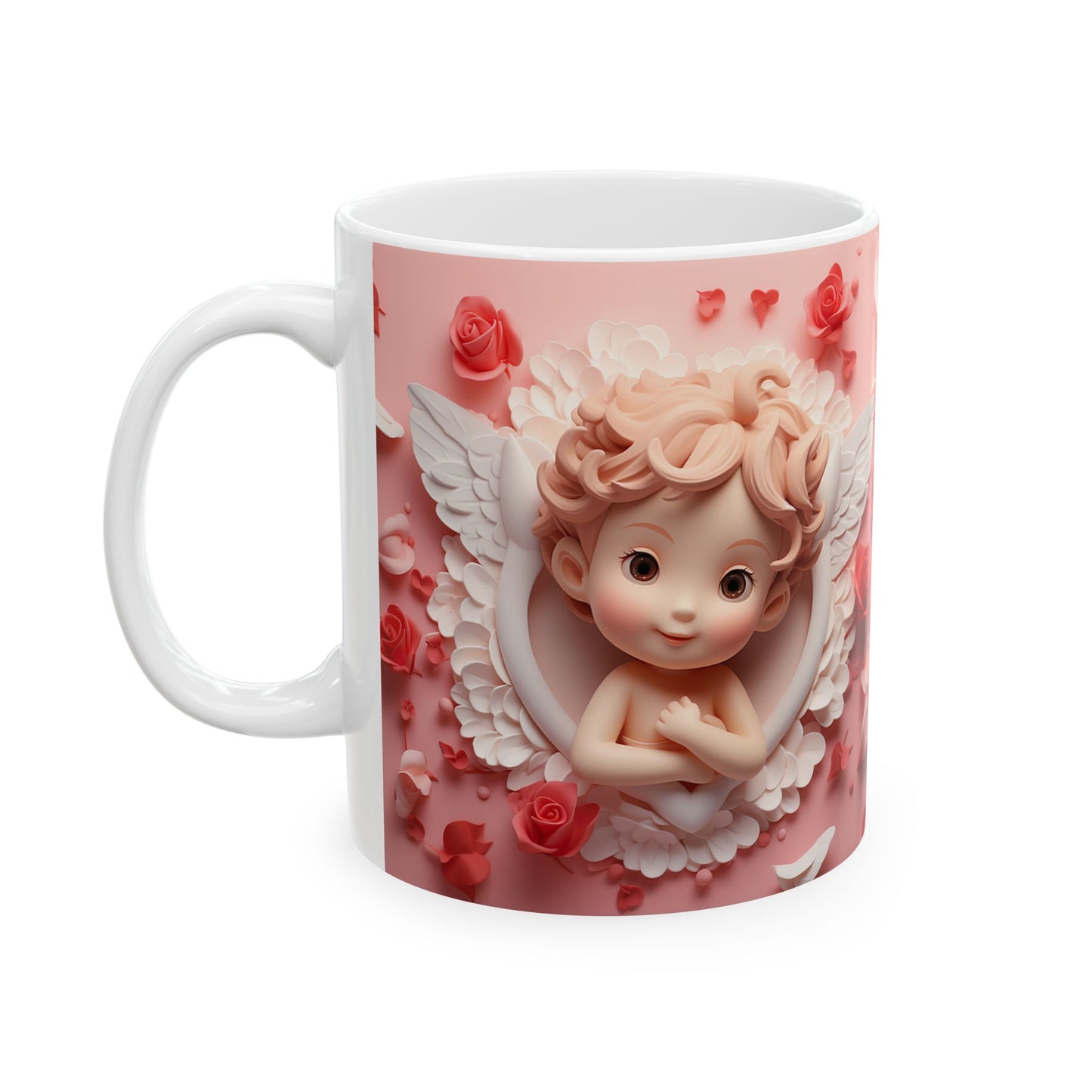 Cupid Angel Valentine’s Day Rose Pattern Gift Mug
