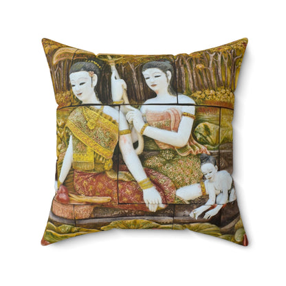 Traditional Thai Mural Art Decorative Pillow