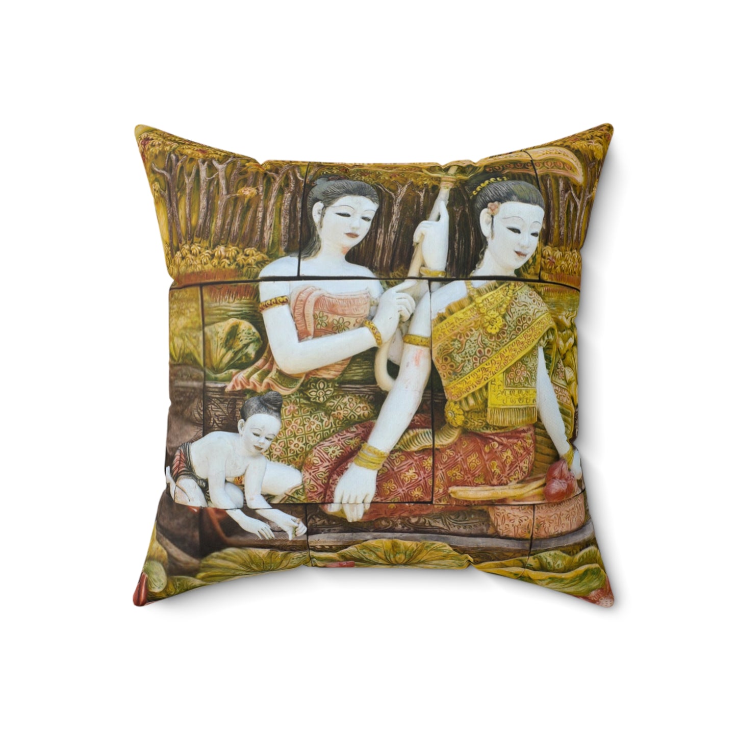 Traditional Thai Mural Art Decorative Pillow